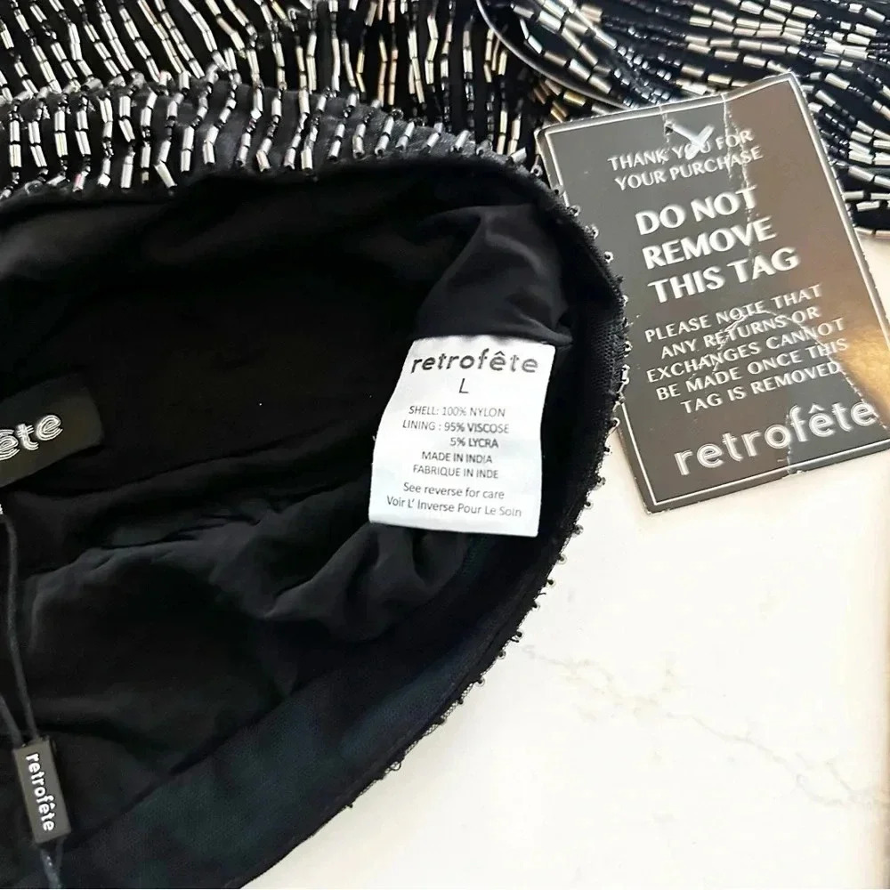 Retrofête Bryant Sequin Tiger Stripe Top | Black/Gunmetal | Large - Picture 9 of 10
